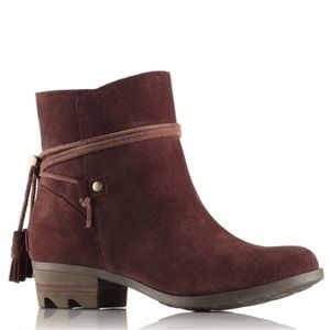SOREL Women’s Farah Leather Suede Burgundy Waterproof Ankle Boots Women’s US 7.5